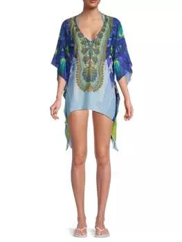 Мини-кафтан Ranee's с принтом, голубой