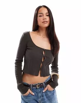 Мини-кардиган Stradivarius STR коричневого цвета