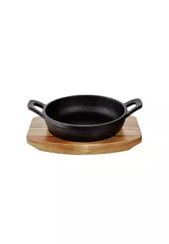 Мини-кастрюля HOT IRON с деревянной подставкой Д 17 x Ш 12 см Butlers, черный
