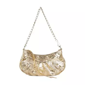 Мини-кошелек Balenciaga Le Cagole с цепочкой, светло-золотой