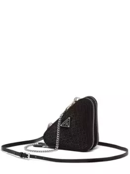 Мини-кошелек с кристаллами Prada, черный