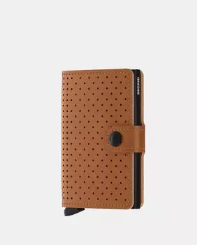 Мини-кошелек Secrid унисекс с защитой от кражи из перфорированной коричневой кожи с застежкой Secrid, коричневый