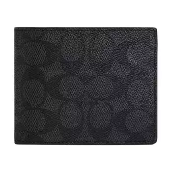 Мини-кошелек SignatureCanvas Coated Canvas для женщин, антрацитовый COACH, Gift Box Set (Basic Set+Black Box)