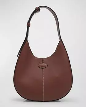 Мини-кожаная сумка-хобо Di Tod's, цвет Mogano