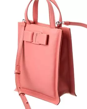 Мини-кожаная сумка-тоут Ferragamo Viva Bow с бантом Salvatore Ferragamo, розовый