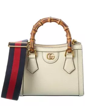 Мини-кожаная сумка-тоут Gucci Diana, белый