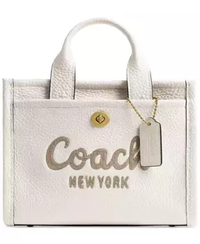 Мини кожаная сумка-тоут карго 20 COACH, белый