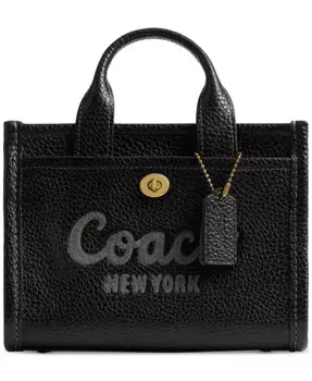 Мини кожаная сумка-тоут карго 20 COACH, черный