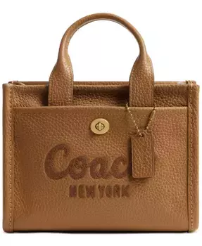 Мини кожаная сумка-тоут карго 20 COACH, коричневый