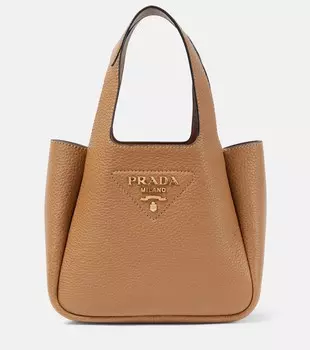Мини-кожаная сумка-тоут Prada, Caramel x 1N