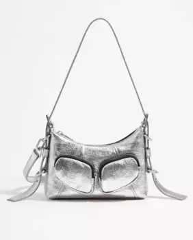 Мини-кожаная сумочка, трансформируемая в сумку через плечо Bimba y Lola, серебряный