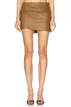 Мини-кожаная юбка Jade Cropper, охра