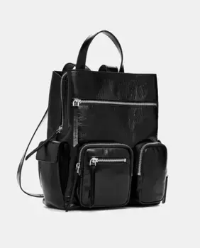 Мини кожаный рюкзак Desigual, чёрный