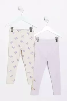 Мини-Леггинсы с бантом для девочек 2 пары шт River Island, фиолетовый