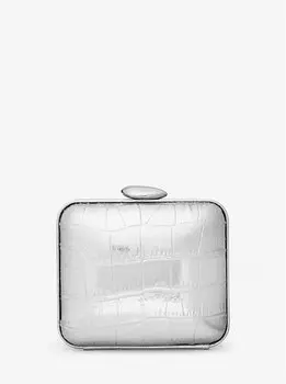 Мини-минодьер из кожи с тиснением питона Tina Mini Metallic Michael Kors Collection, серебряный