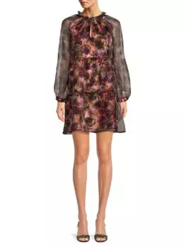 Мини-многоярусное платье Milan с цветочным принтом Marie Oliver, цвет Poppy