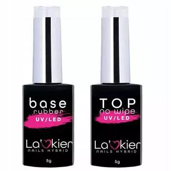Мини-набор лаков для гибридов Rubber Base + Top No Wipe, La'kier