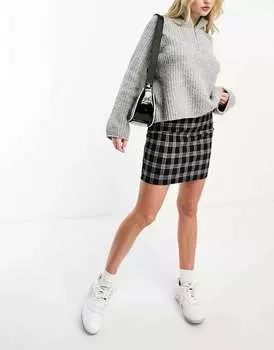 Мини-облегающая юбка New Look в черную клетку