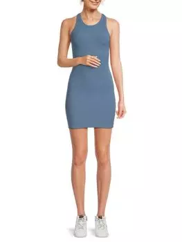 Мини-облегающее платье в рубчик Spiritual Gangster, кобальт