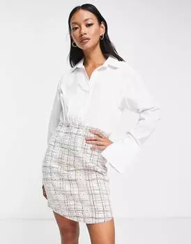 Мини-платье 2 в 1 и розовая юбка из букле ASOS DESIGN