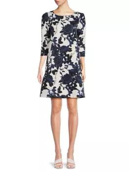 Мини-платье А-силуэта с цветочным принтом Love Moschino, цвет Blue Multi
