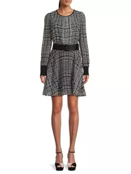 Мини-платье А-силуэта с поясом Karl Lagerfeld Paris, цвет Black Soft White
