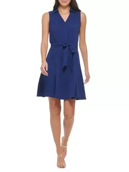 Мини-платье А-силуэта с раздвинутым воротником Dkny, цвет Blueprint