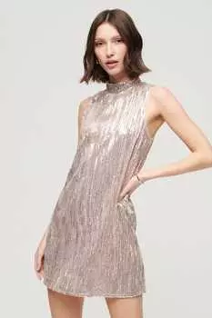 Мини-Платье А-силуэта украшенное пайетками Superdry, желтый