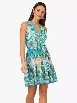 Мини-платье adrianna by adriana papell с цветочным воланом на подоле Adrianna Papell, цвет Mint/Multi