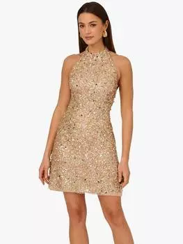Мини-платье adrianna с глубоким вырезом и пайетками Adrianna Papell, цвет Blush/Multi