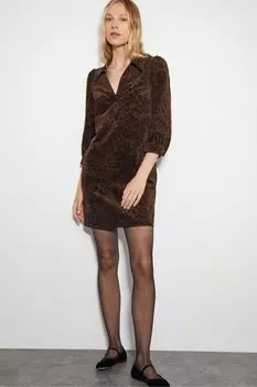 Мини платье Aida с леопардовым принтом и воротником Monsoon, коричневый