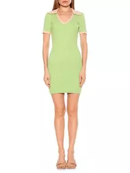 Мини-платье Alexia Admor с ребристым вязаным воротником sammi ,зеленый/бежевый