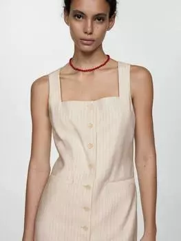 Мини-платье элизы в тонкую полоску Mango, кремовый