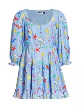 Мини-платье Ambretta с морским принтом Rixo, синий