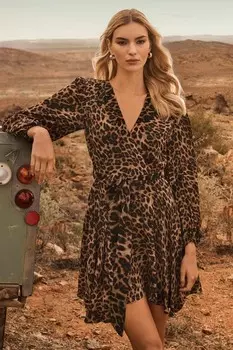 Мини платье Amila с поясом годе Forever New, коричневый