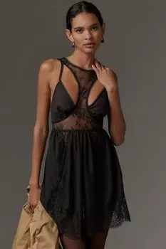 Мини-платье Anthropologie с лямкой на бретельках, черный