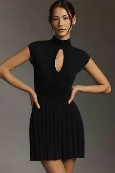 Мини-платье Anthropologie с вырезом, черный