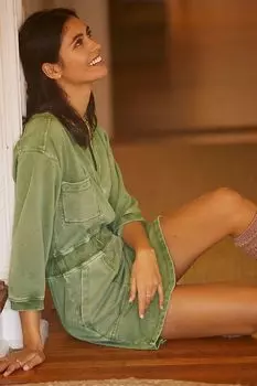 Мини-платье Anthropologie Utility, темно-зеленый