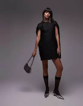 Мини-платье ARKET с накидкой черного цвета