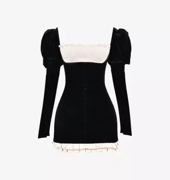 Мини-Платье Azaria из эластичного бархата с присборенной грудью House Of Cb, черный