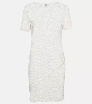 Мини-платье ажурной вязки из смесового хлопка TOTEME, белый