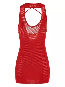 Мини-платье ажурной вязки Laneus, красный