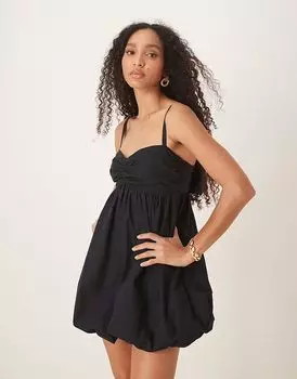 Мини-платье-бэбидолл от Abercrombie & Fitch с подолом-пузырьком черного цвета