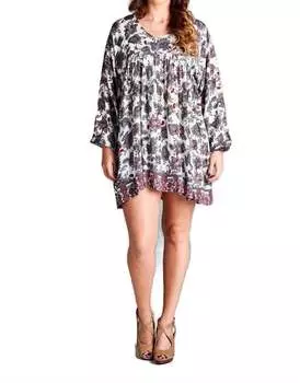 Мини-платье Baby Doll с цветочным принтом в цвете Off White Multi Velzera