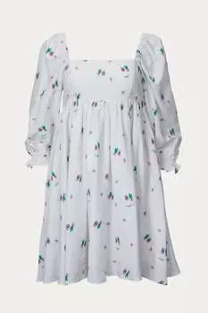 Мини-платье Baby Doll с принтом «виноград» светло-серого цвета STORIA