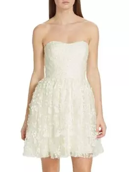 Мини-платье Babydoll из тюля без бретелек Ml Monique Lhuillier, слоновая кость