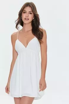 Мини-платье Babydoll с завязками на спине Forever 21, ванилла