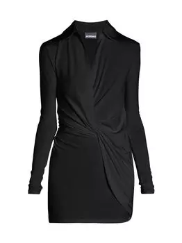 Мини-платье Bahia из джерси с эффектом запаха Jacquemus, черный
