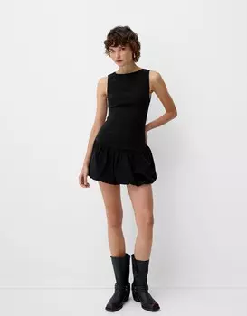 Мини-Платье-Баллон Bershka, черный