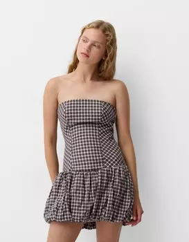 Мини-Платье-Баллон Bershka, коричневый